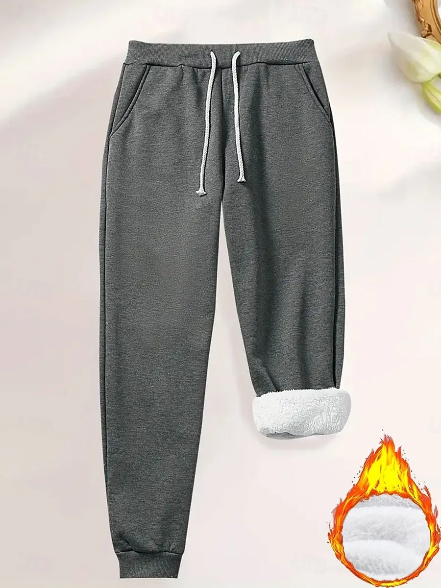 Women's Sweatpants Fleece Pants Down Pants Vacation Vintage Ethnic Style Full Length High Waist Graphic Plain Drawstring Micro-elastic Outdoor Home Daily Dark Pink Black Pink Red Summer Spring Fall