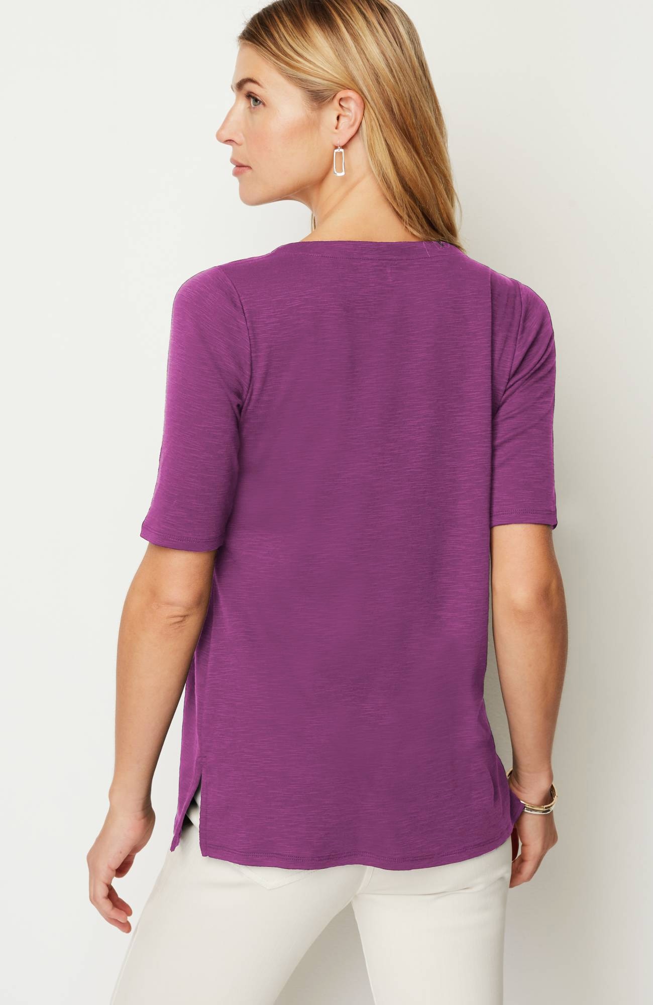 pima-slub scoop-neck side-slit tee