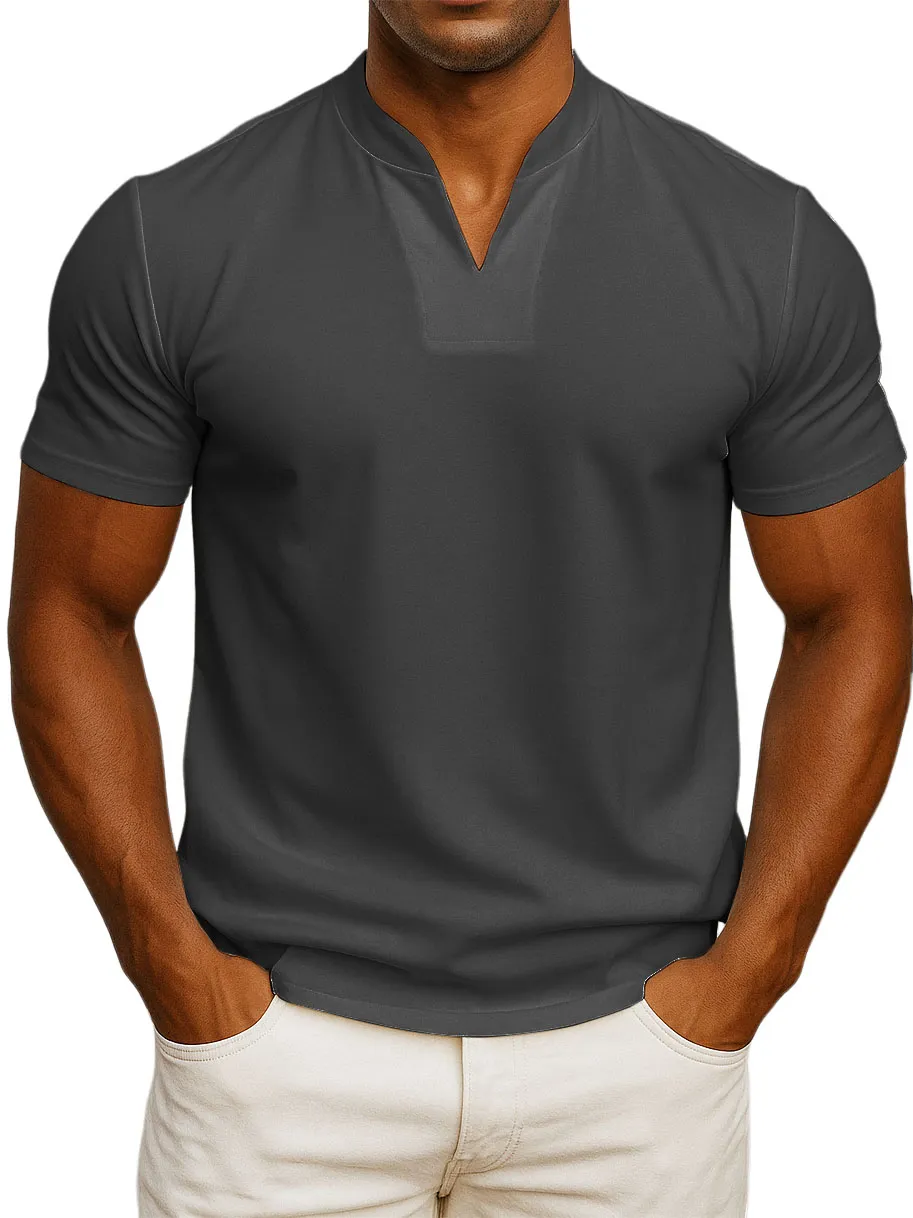 Men's V-neck Fitness Short-sleeved Fitness T-shirts