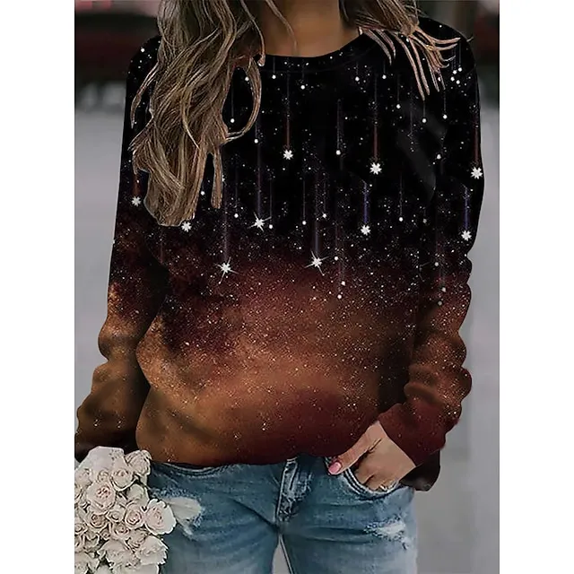 Women's Sweatshirt Pullover Basic Maroon Red Blue Graphic Casual Round Neck Long Sleeve Top Micro-elastic Fall & Winter