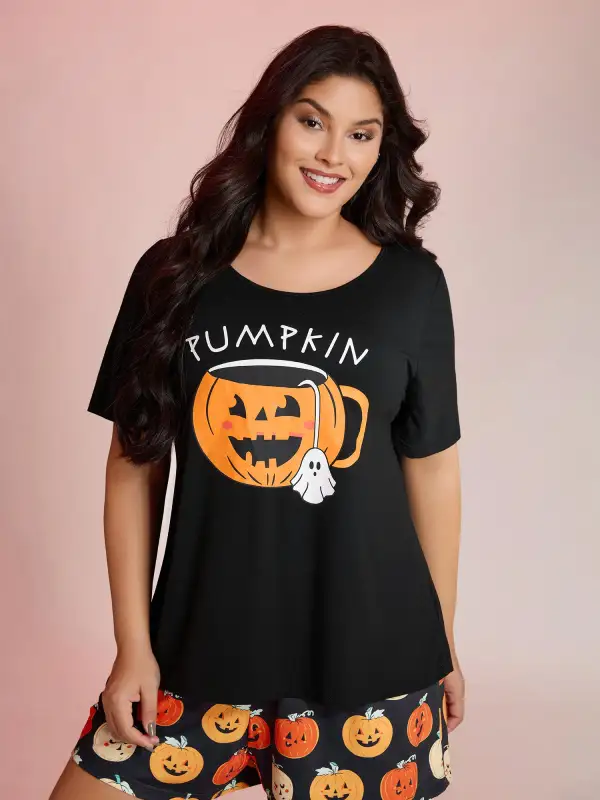 Pumpkin Ghost Contrast Loungewear Set