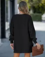 Long Sleeve Pullover Sweatshirt Zipper Slit Casual Dress