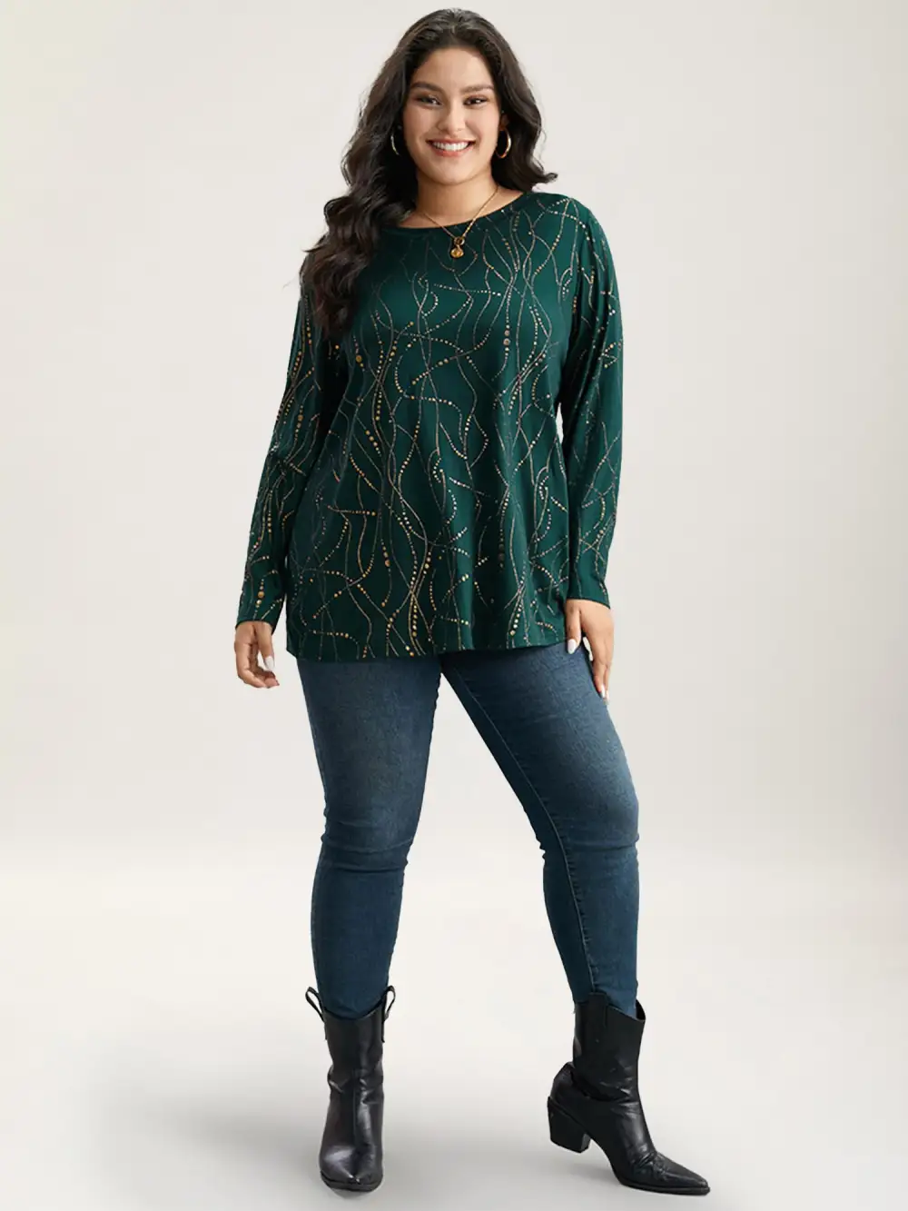 Polka Dot Contrast Round Neck T-shirt