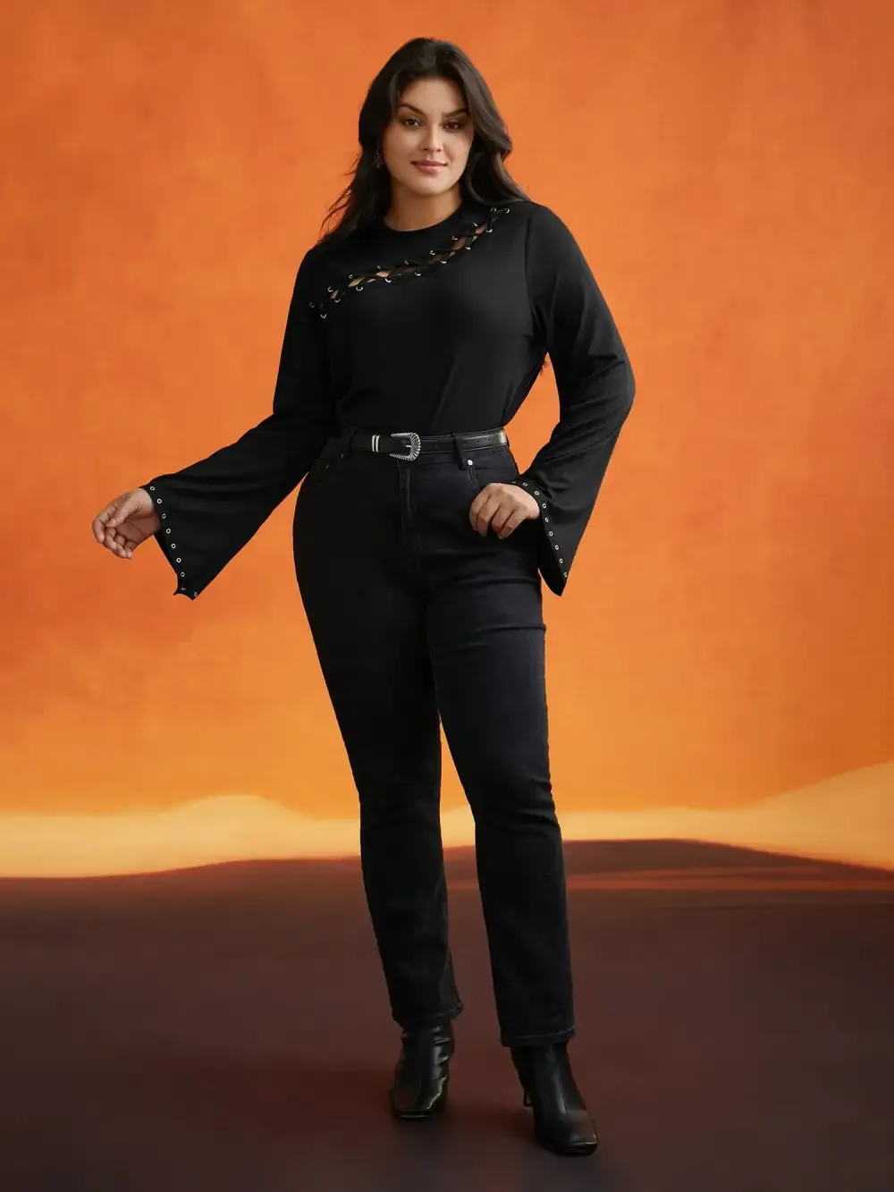 Peek-A-Boo Cut-Out Neckline T-Shirt