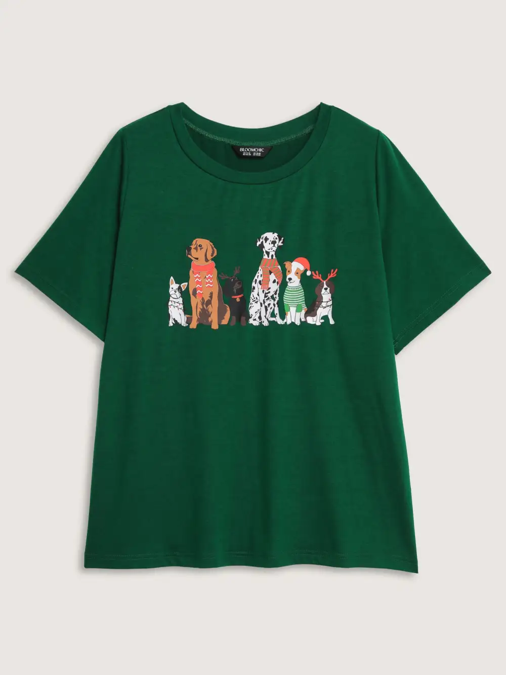 Happy Holiday Dogs Print T-Shirt