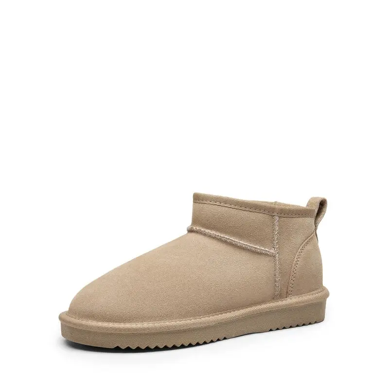 Women's Ankle Winter Mini Boots: Genuine Suede, Faux Fur Lining, Water Resistant, Warm, Slip On, Memory Foam, Fuzzy Classic