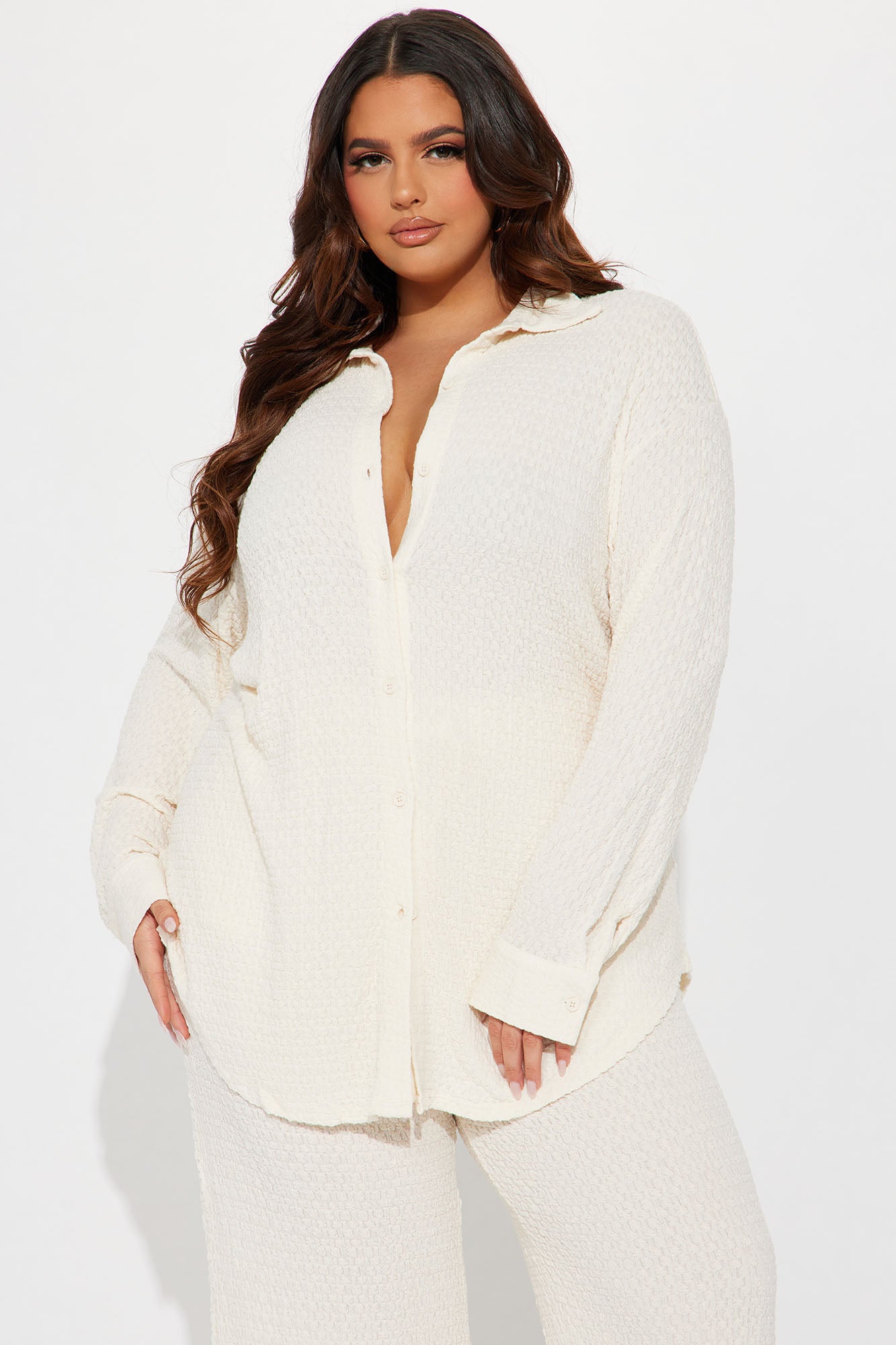 Fly With Me Textured Pant Set - Stone