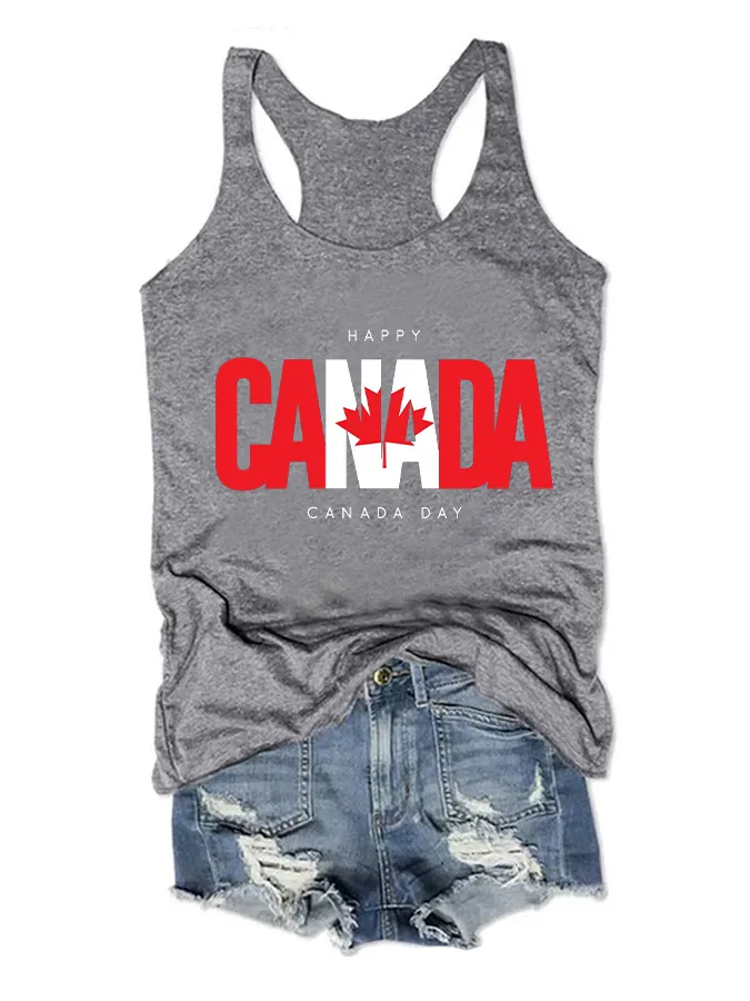 Women's Happy Canada Day Crew Neck Vest