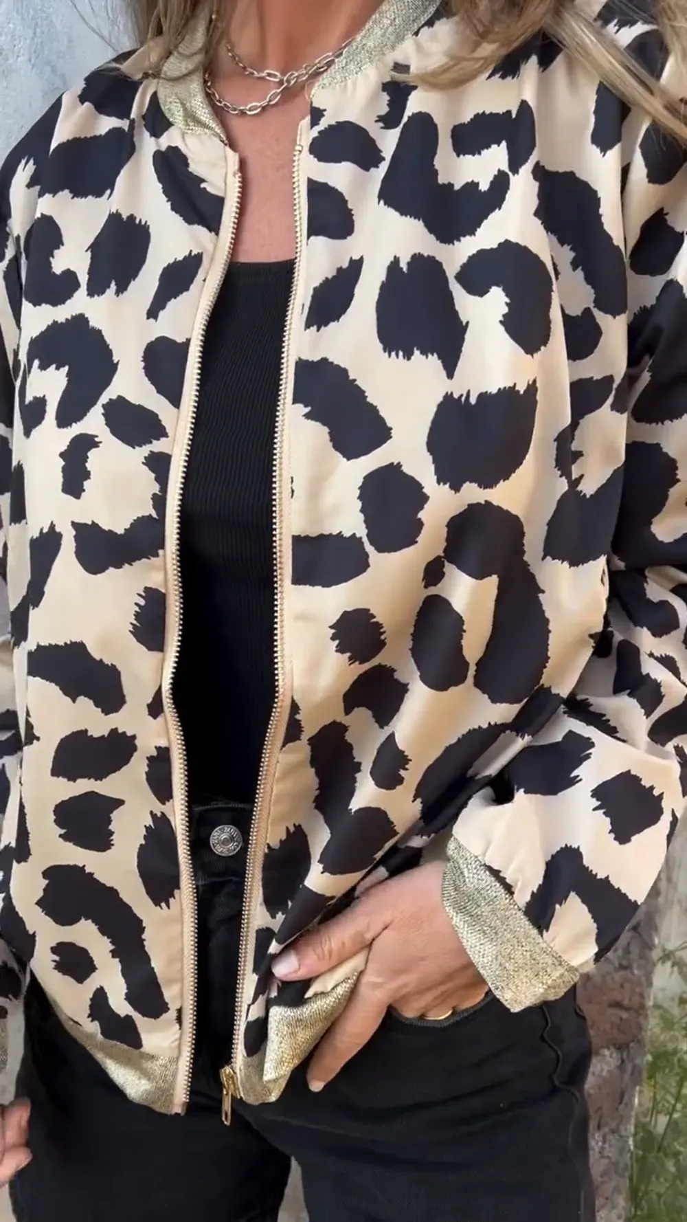 Wild Glam Leopard Bomber Jacket
