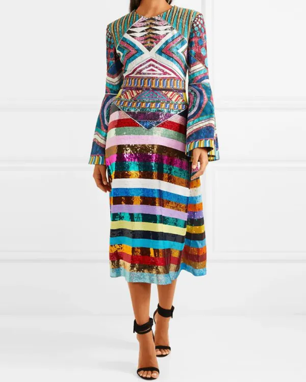 Shiny retro midi dress