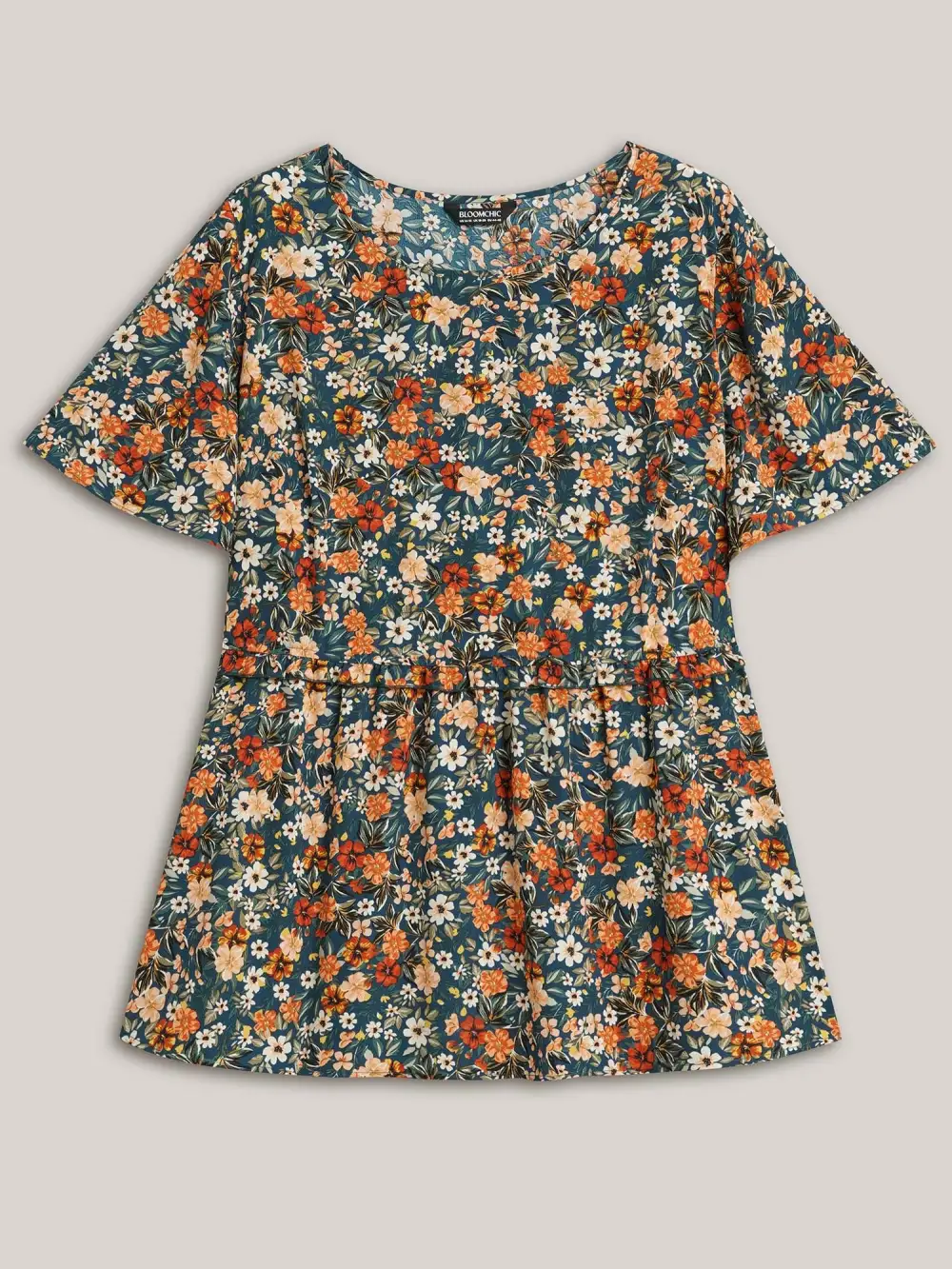 Floral Ruffled Round Neck Shirt