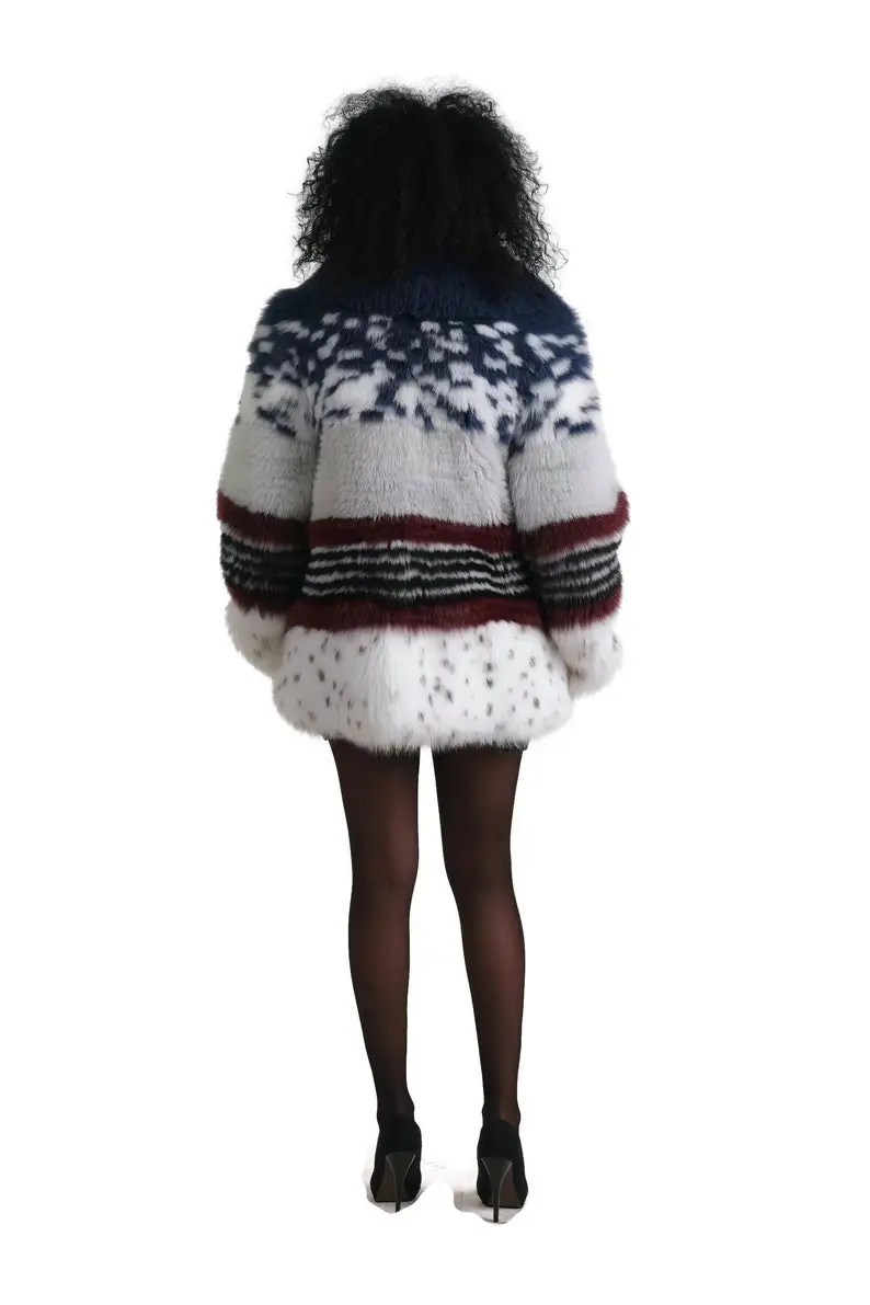 Multicolored  Fox Fur coat