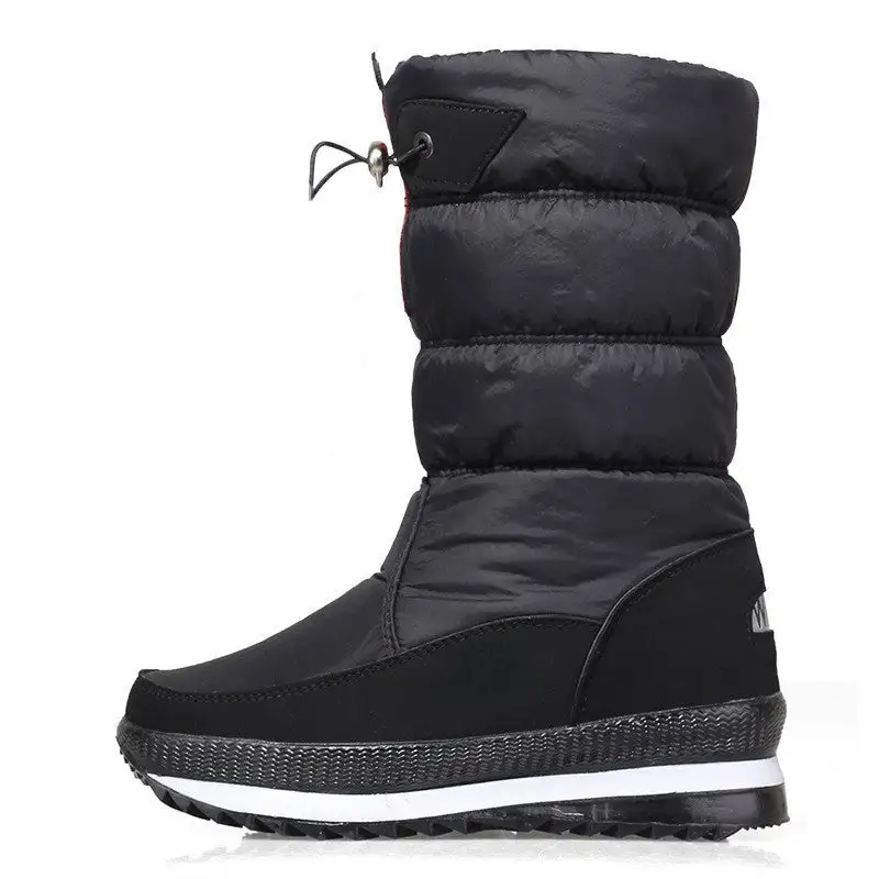 Winter fleece women's snow boots non-slip warm mid-barrel thickened casual cotton boots non-slip plus size women's cotton shoes