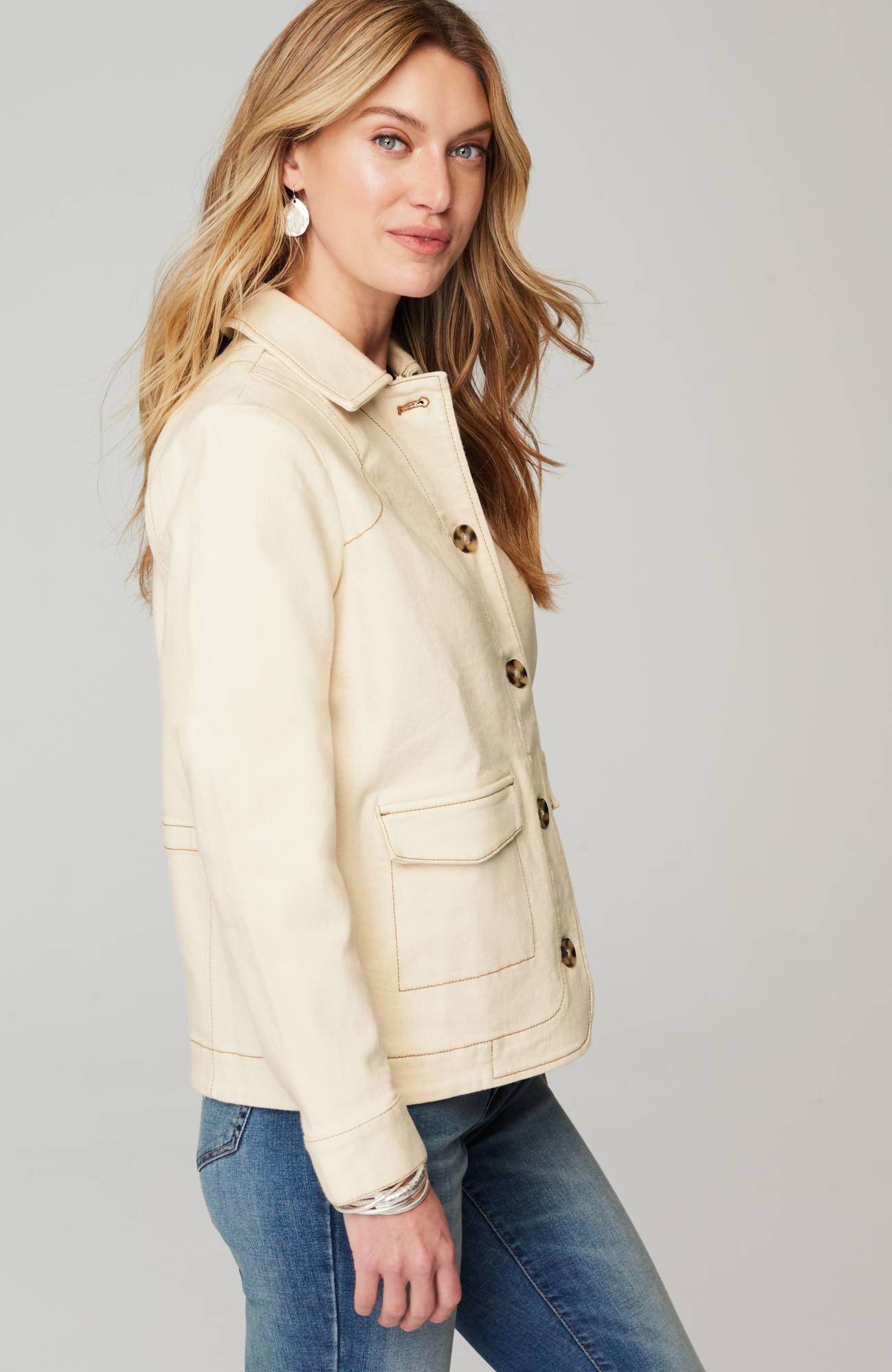 Curved-Hem Denim Jacket