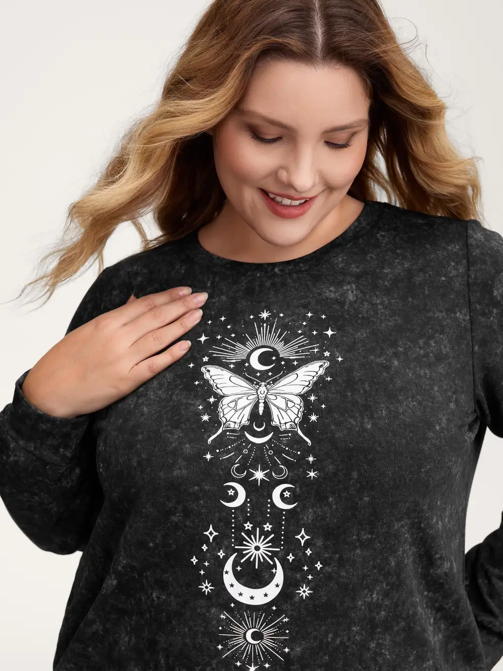 Starry Moon Stretchy Snowflake Textured Effect Sweatshirt