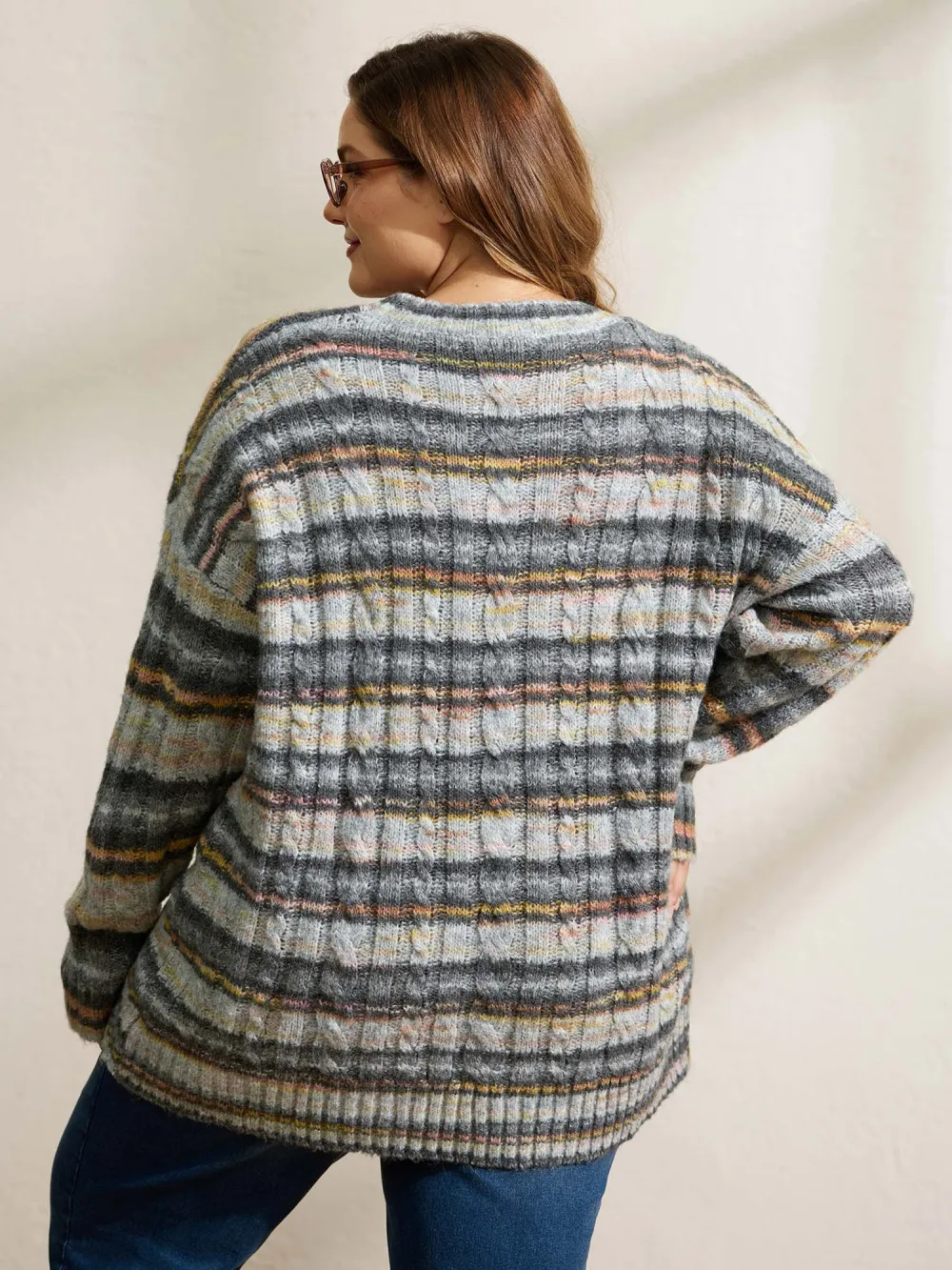 Heather Twist Textured Round Neck Pullover