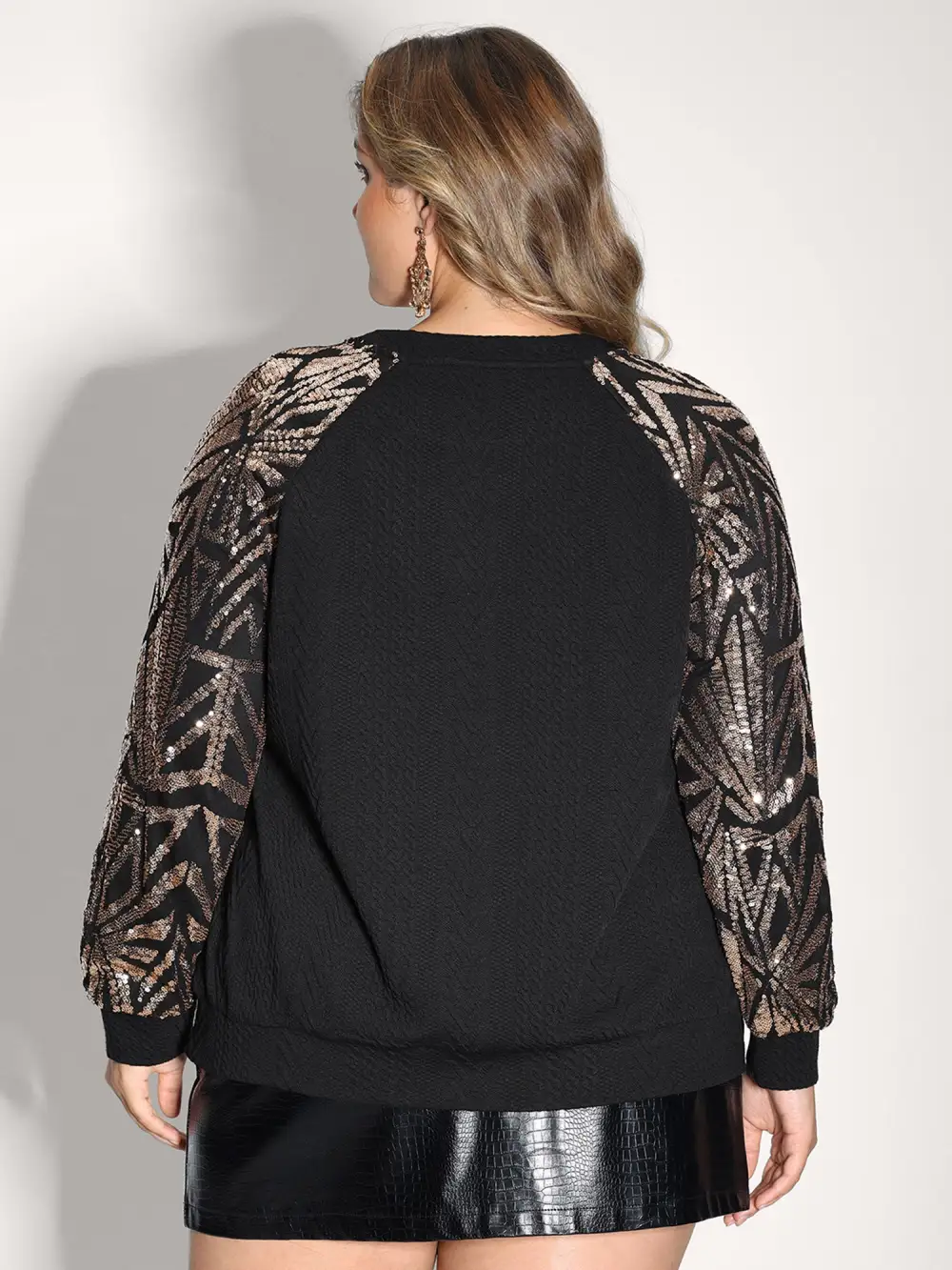 Sequin Geometrical Print Textured Sweatshirt