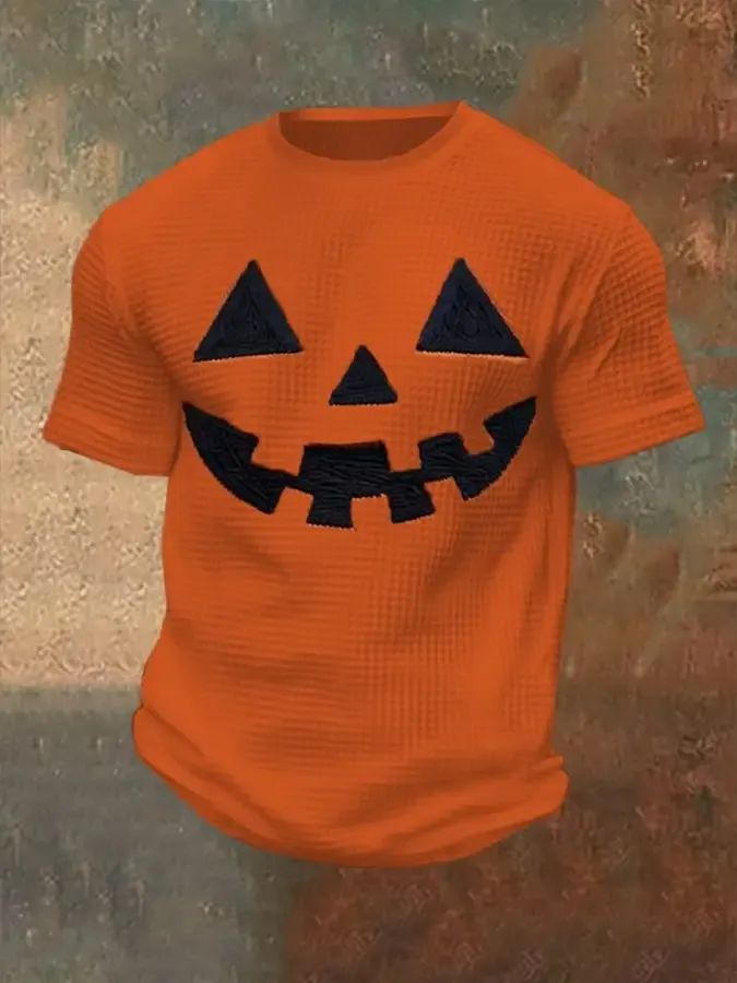 Men's Halloween Pumpkin Waffle Top