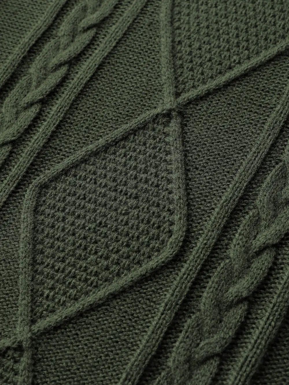 CableKnit Balloon Sleeve V-Neck Pullover