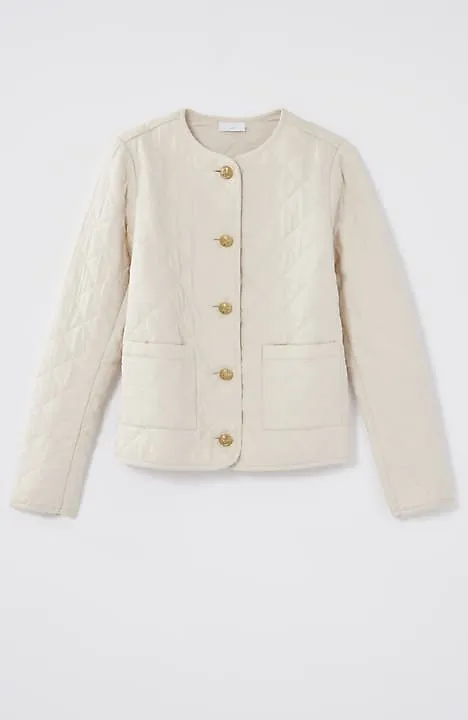 Diamond-Quilted Curved-Hem Jacket