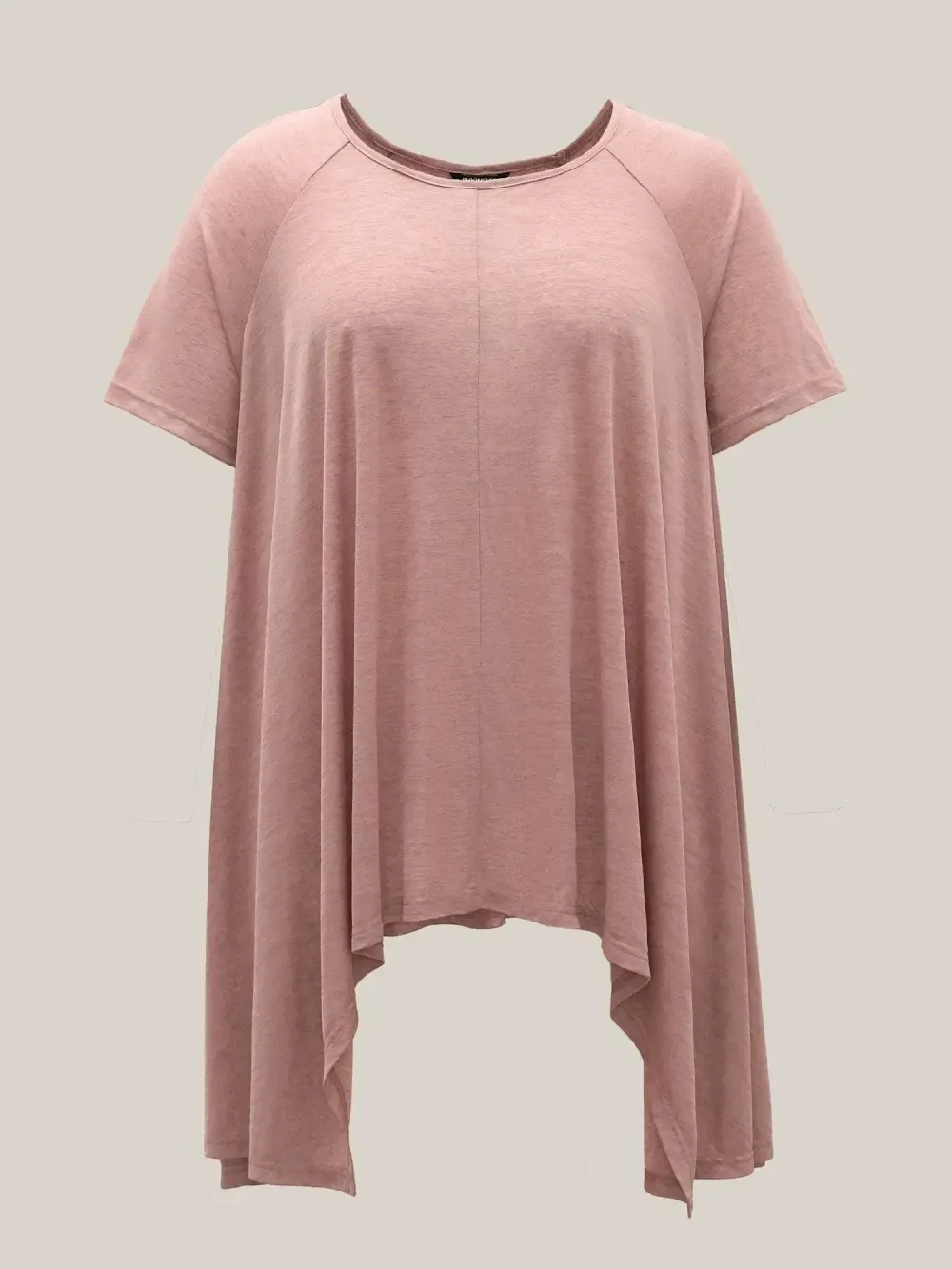 Handkerchief Hem Plain Oversized T-Shirt