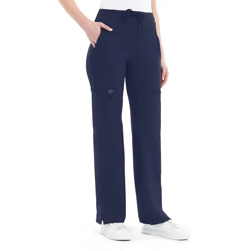 Women's Mid Rise Yoga Work Pants – Stretch Cargo Scrub Pants with 5 Pockets