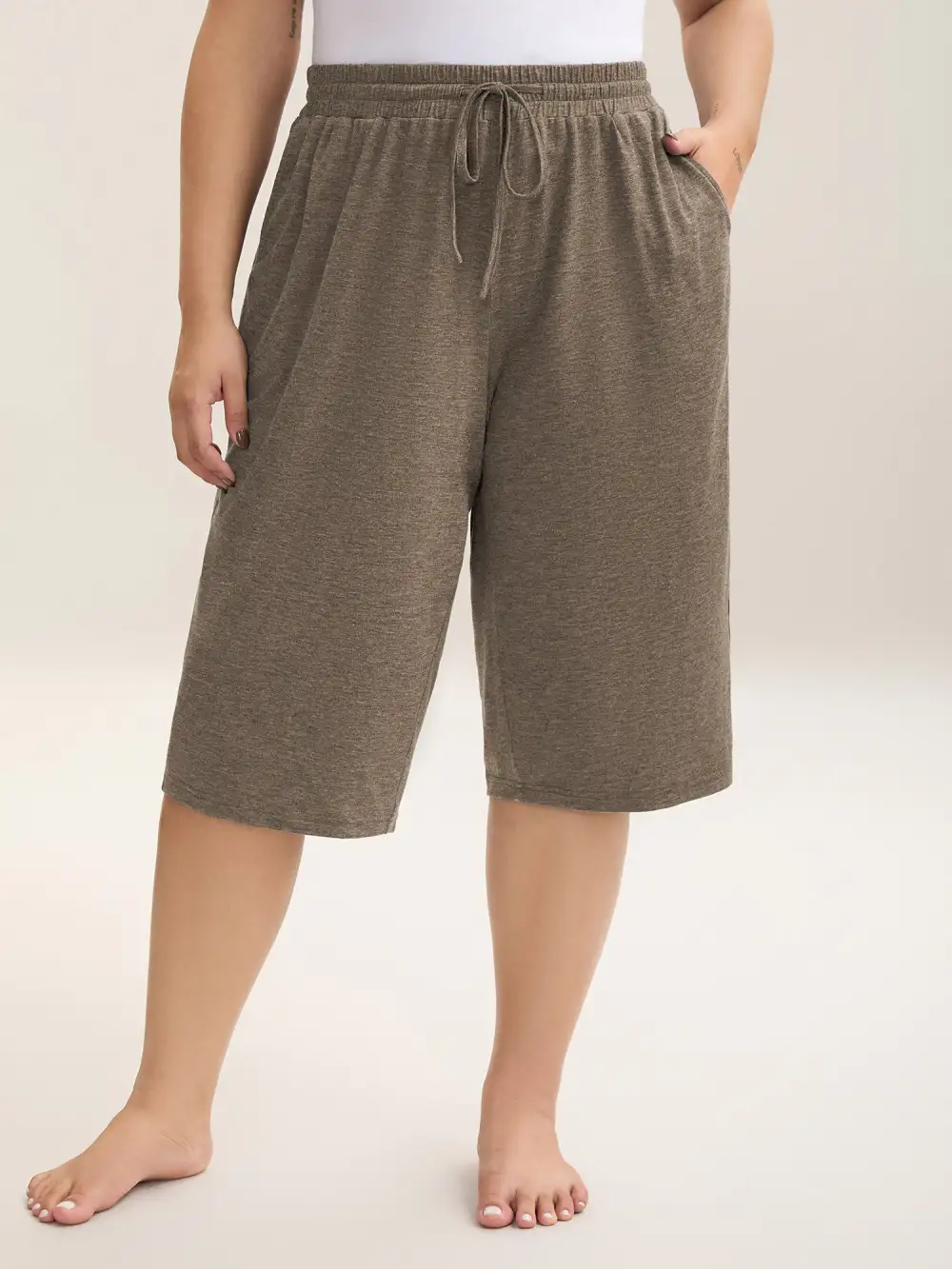 Mixed Color Knit Drawstring Loungewear Bottoms