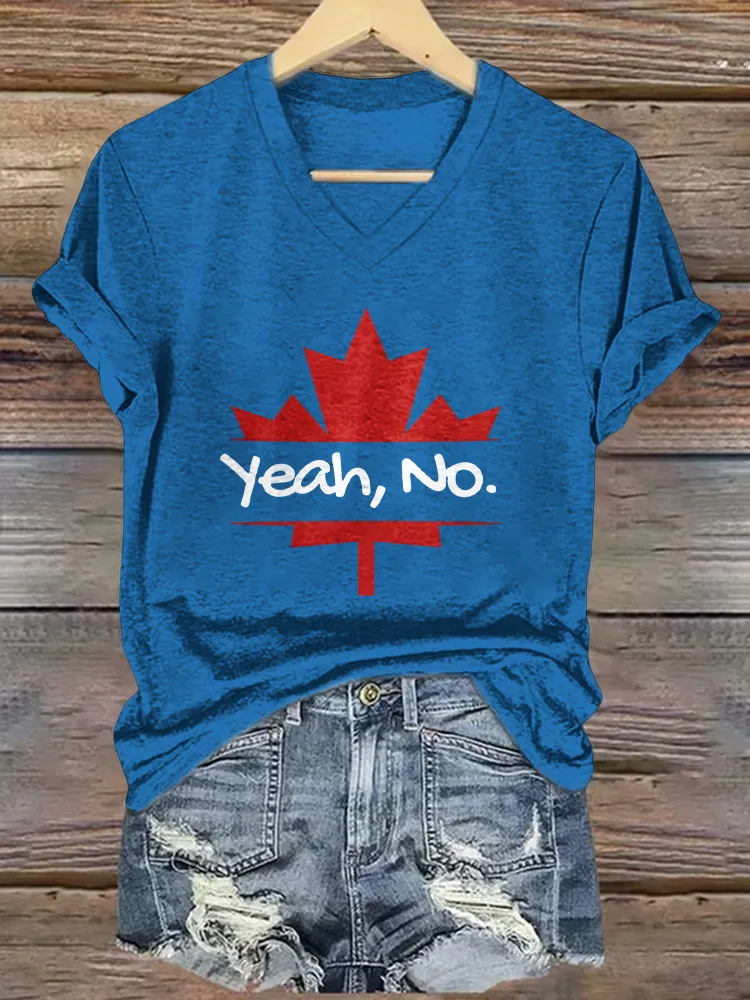 Yeah,No. Printed V-Neck Short-Sleeved T-Shirt