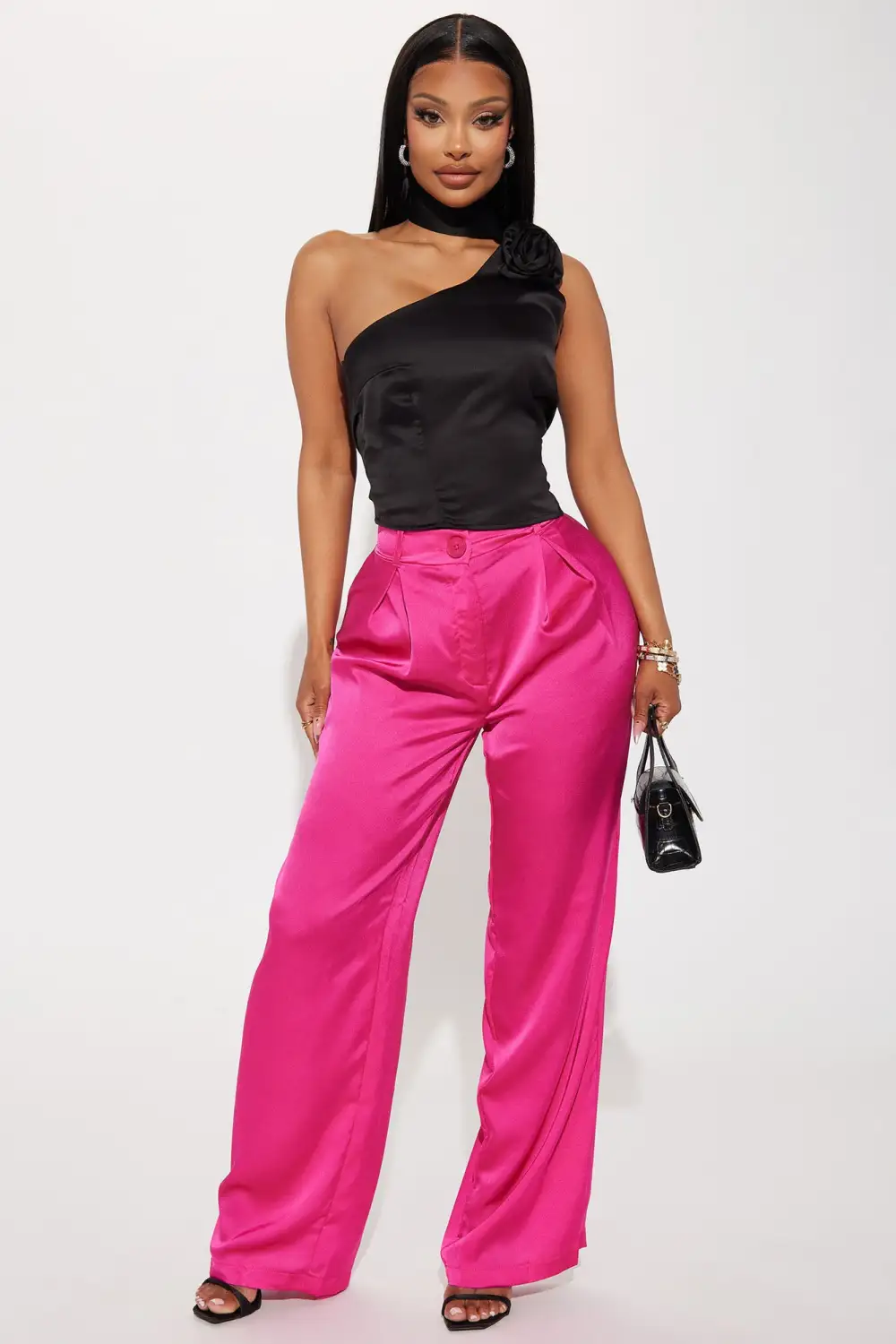 Rosey Cheeks Satin Top - Black