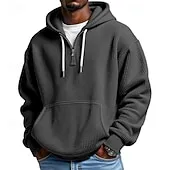 Men's Hoodie Waffle Hoodies Quarter Zip Hoodie Apricot White Light Green Army Green Red Hooded Plain Kangaroo Pocket Textured Sports & Outdoor Casual Daily Streetwear Cool Sportswear Fall Spring