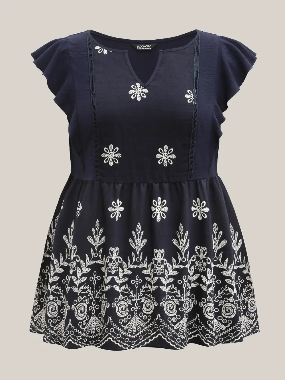 Floral Boho Print Ruffled Plain Blouse