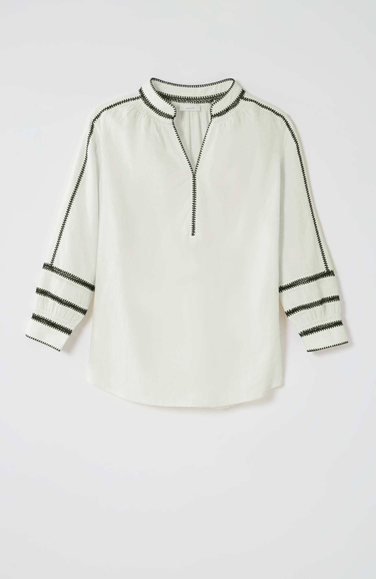 Pure Jill Contrast-Trim Top