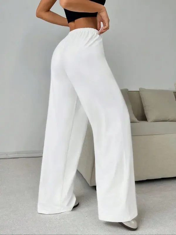 Solid Color Loose Fit Pants for Women
