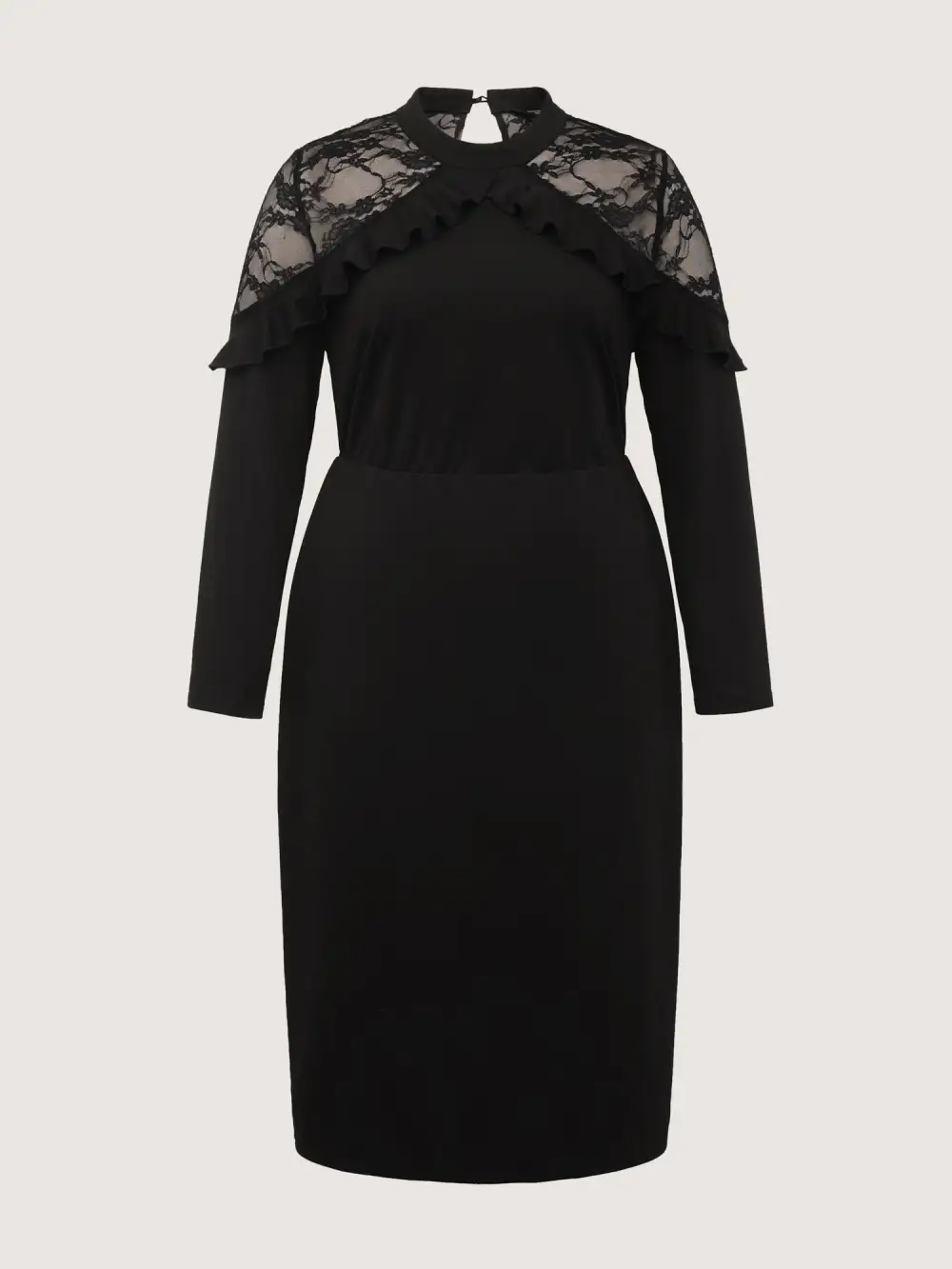 Lace Trim Ruffled Sheer Stretchy Party Dress