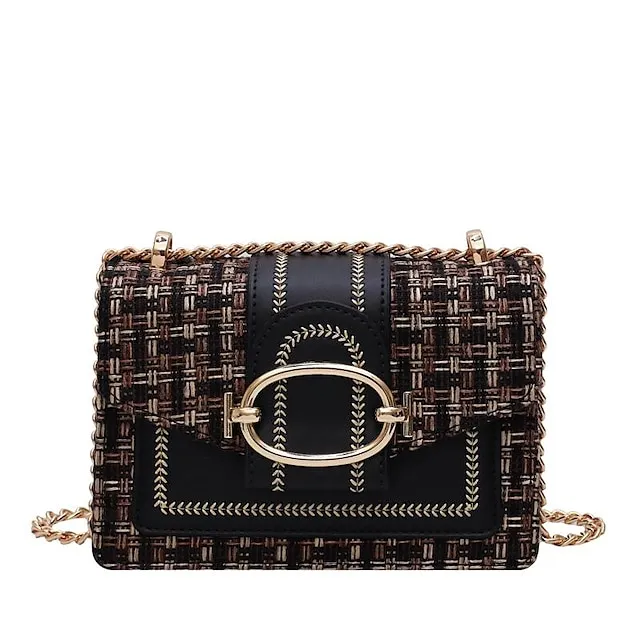 Women's Crossbody Bag Shoulder Bag Mobile Phone Bag PU Leather Cotton Party Outdoor Buttons Adjustable Large Capacity Durable Patchwork Black White Blue