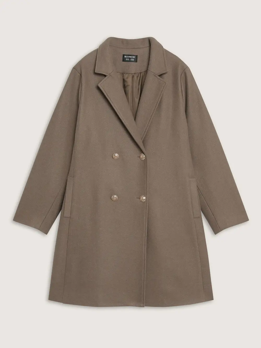 Double-Breasted Pockets Notched Lapels Coat