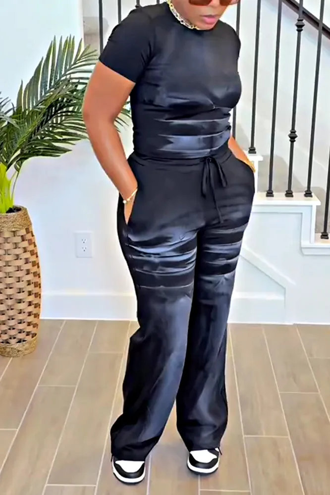 Women's gradient color short sleeved and pants two-piece set
