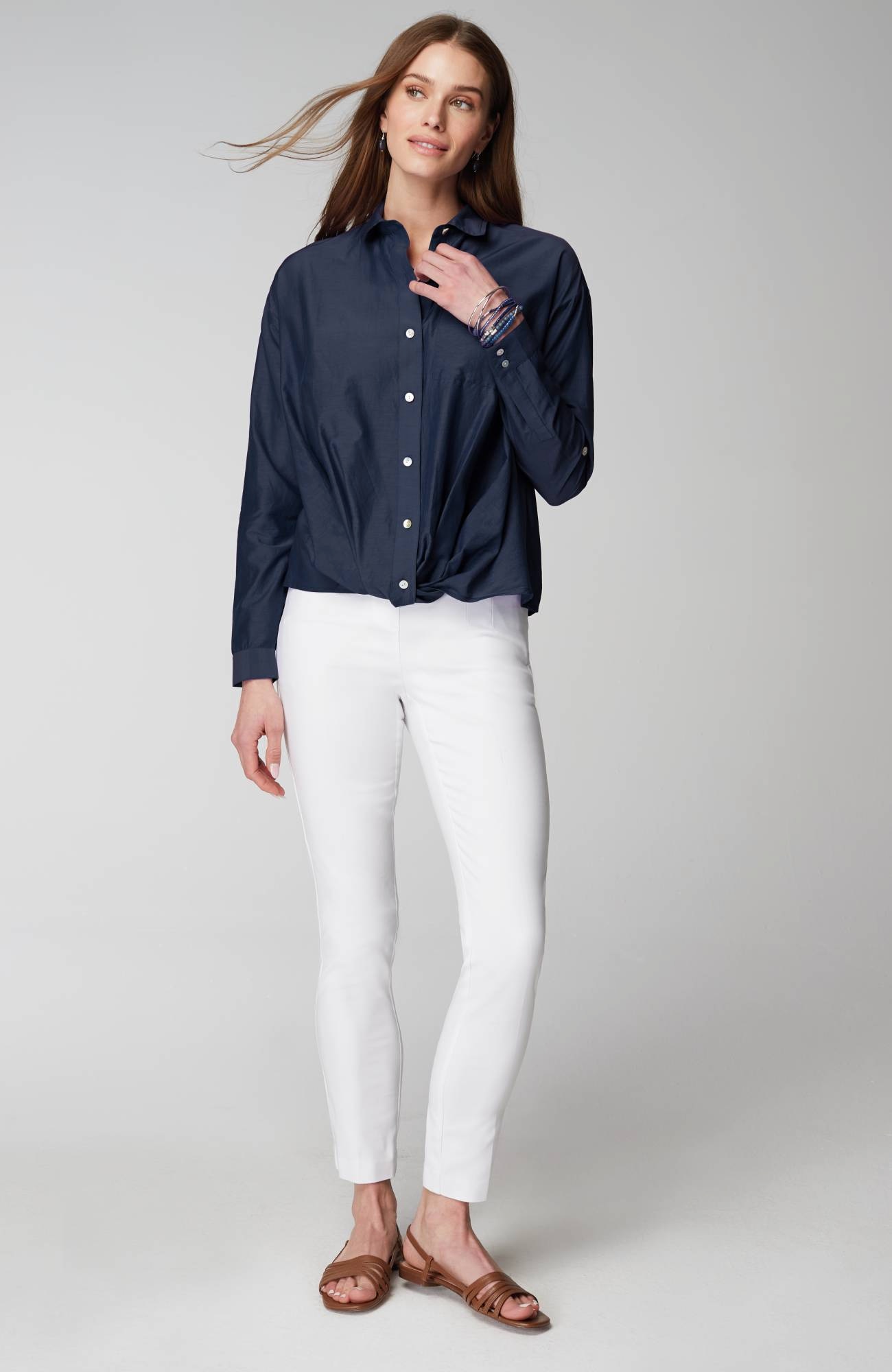 Cotton-Silk Twist-Front Top