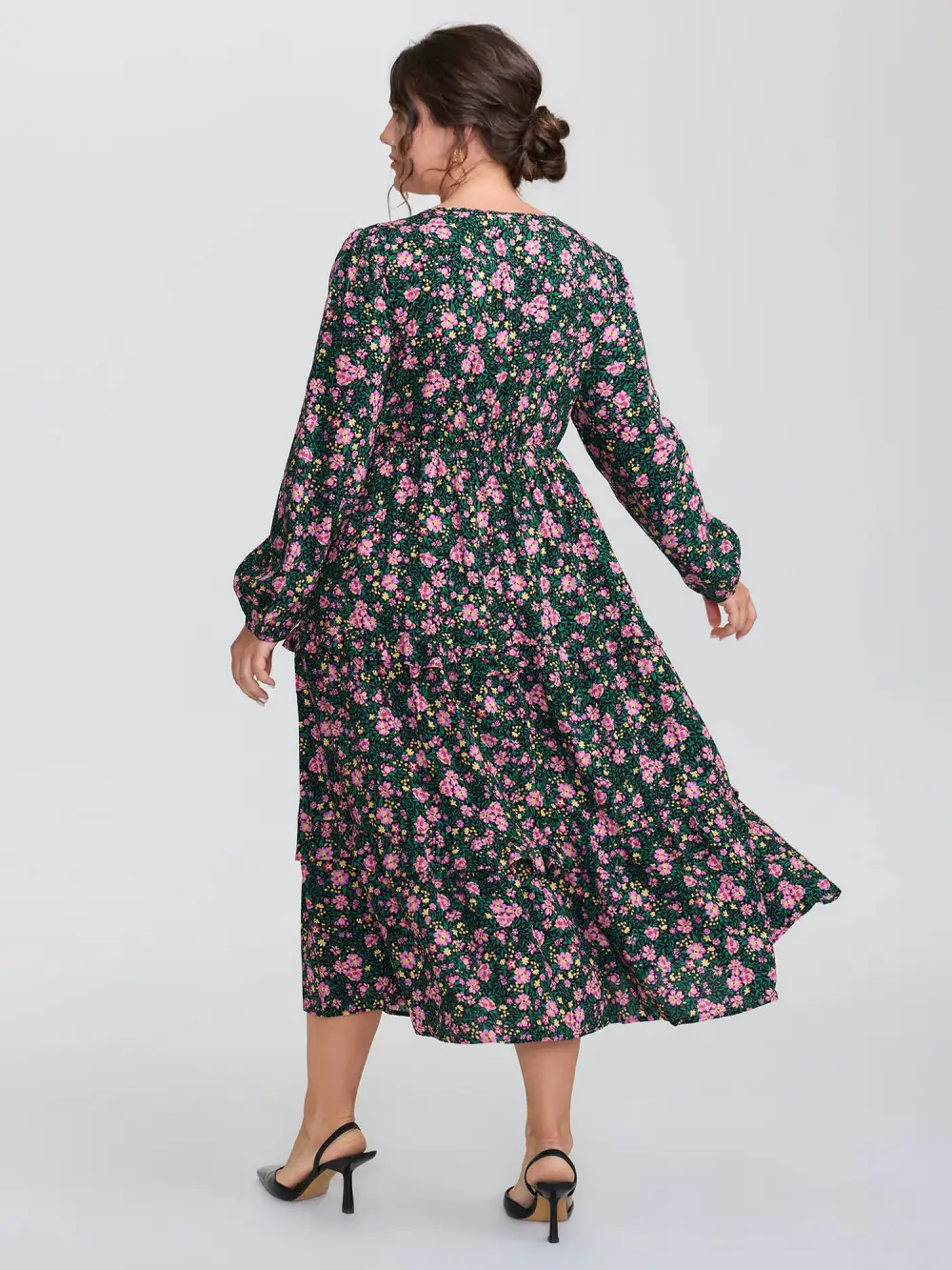 Floral Print Ruffled Tiered Maxi Dress