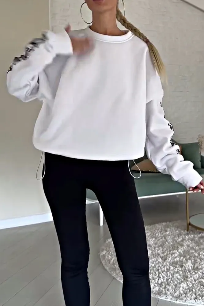 Women's patterned round neck sweatshirt
