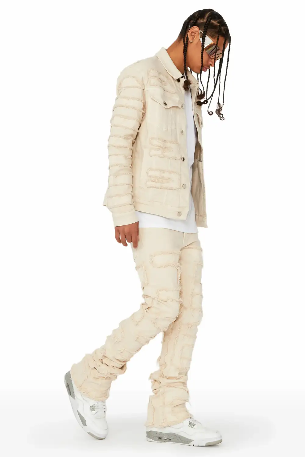 Shake Beige Stacked Flare Jean