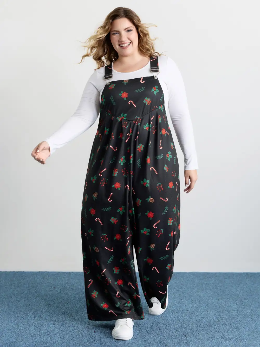 Holiday Candy Stretchy Overall Jumpsuit