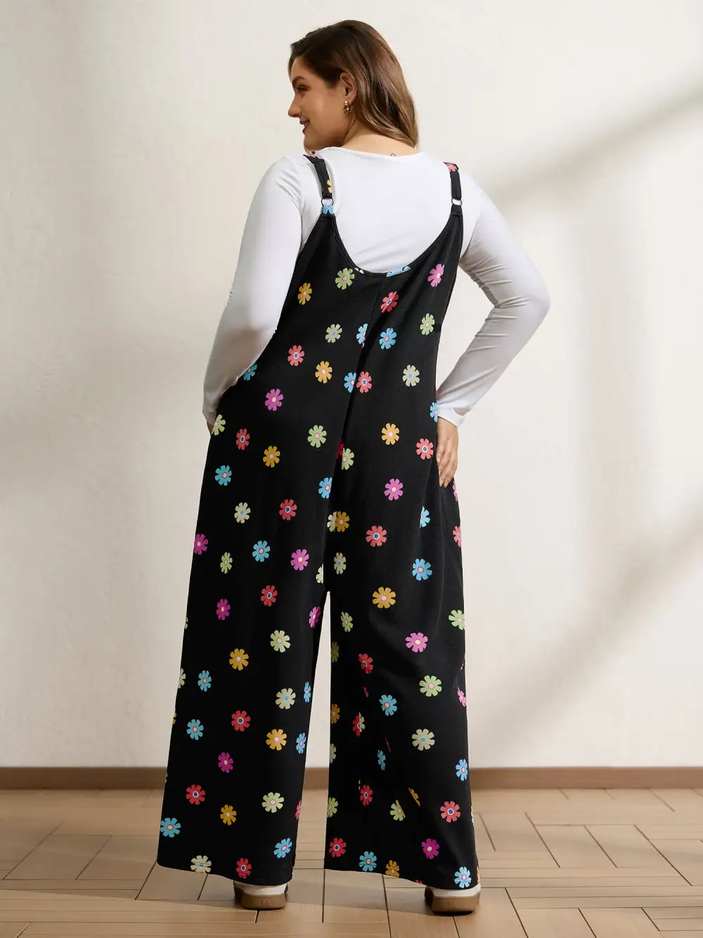 Colorful Floral Print Wide-Leg Jumpsuit