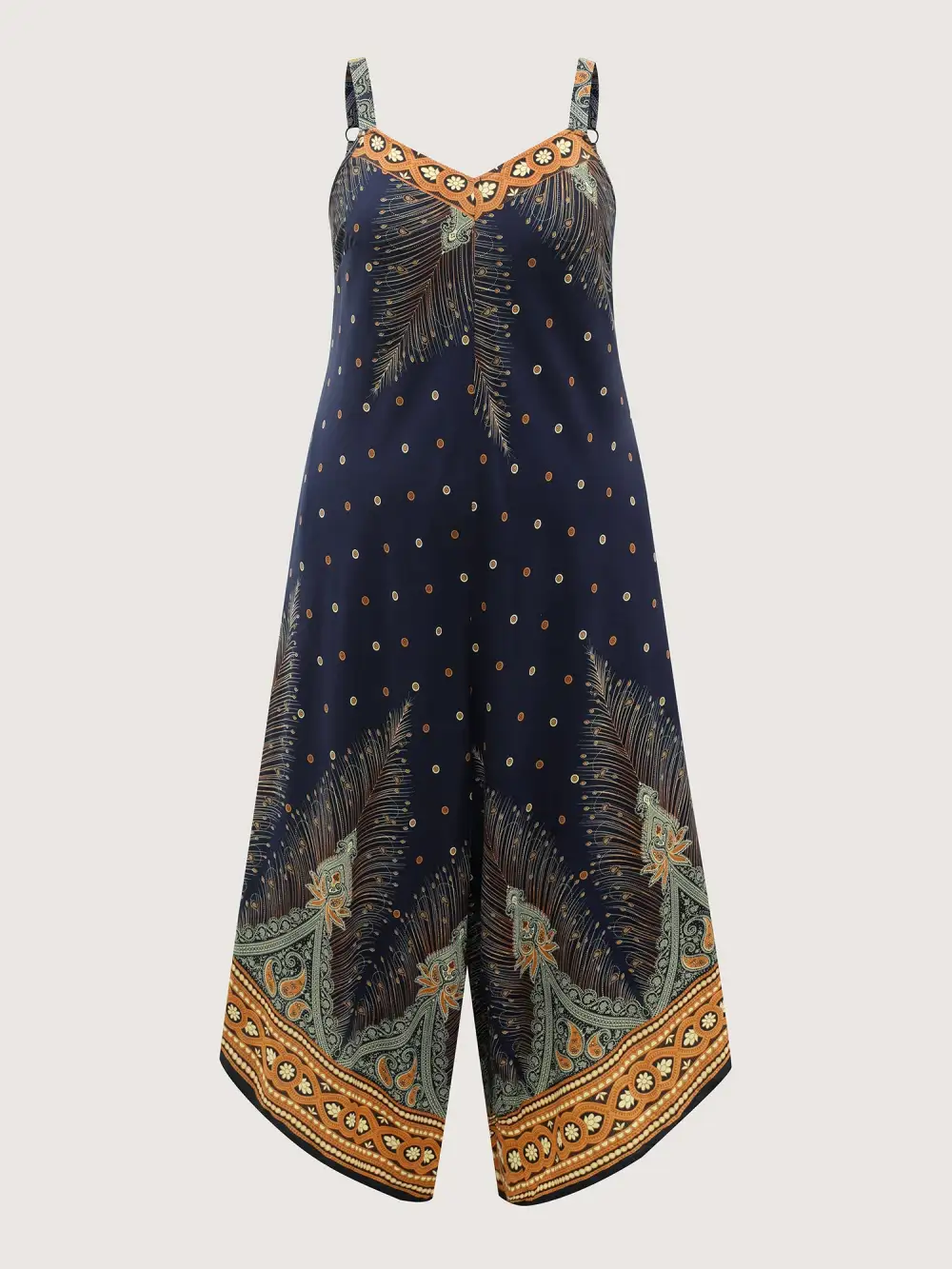 Boho Print Asymmetrical Hem Jumpsuit