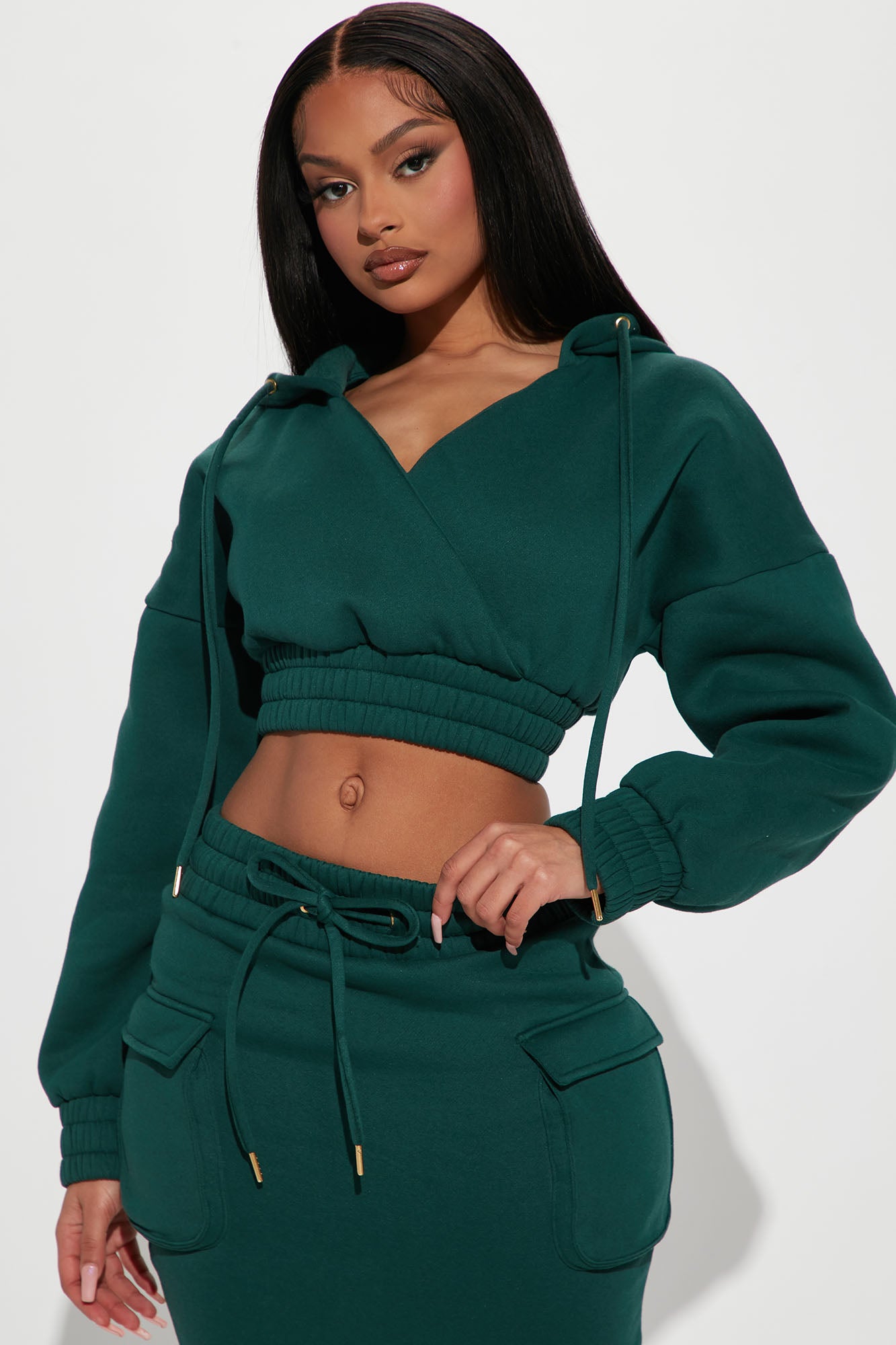 Stepping Out Midi Skirt Set - Hunter