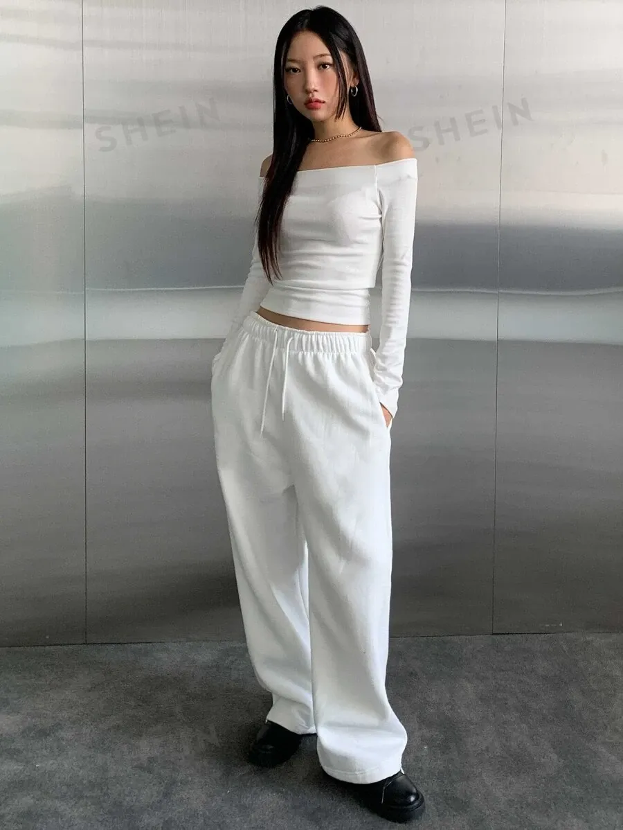 DAZY Off Shoulder Raglan Sleeve Crop Tee