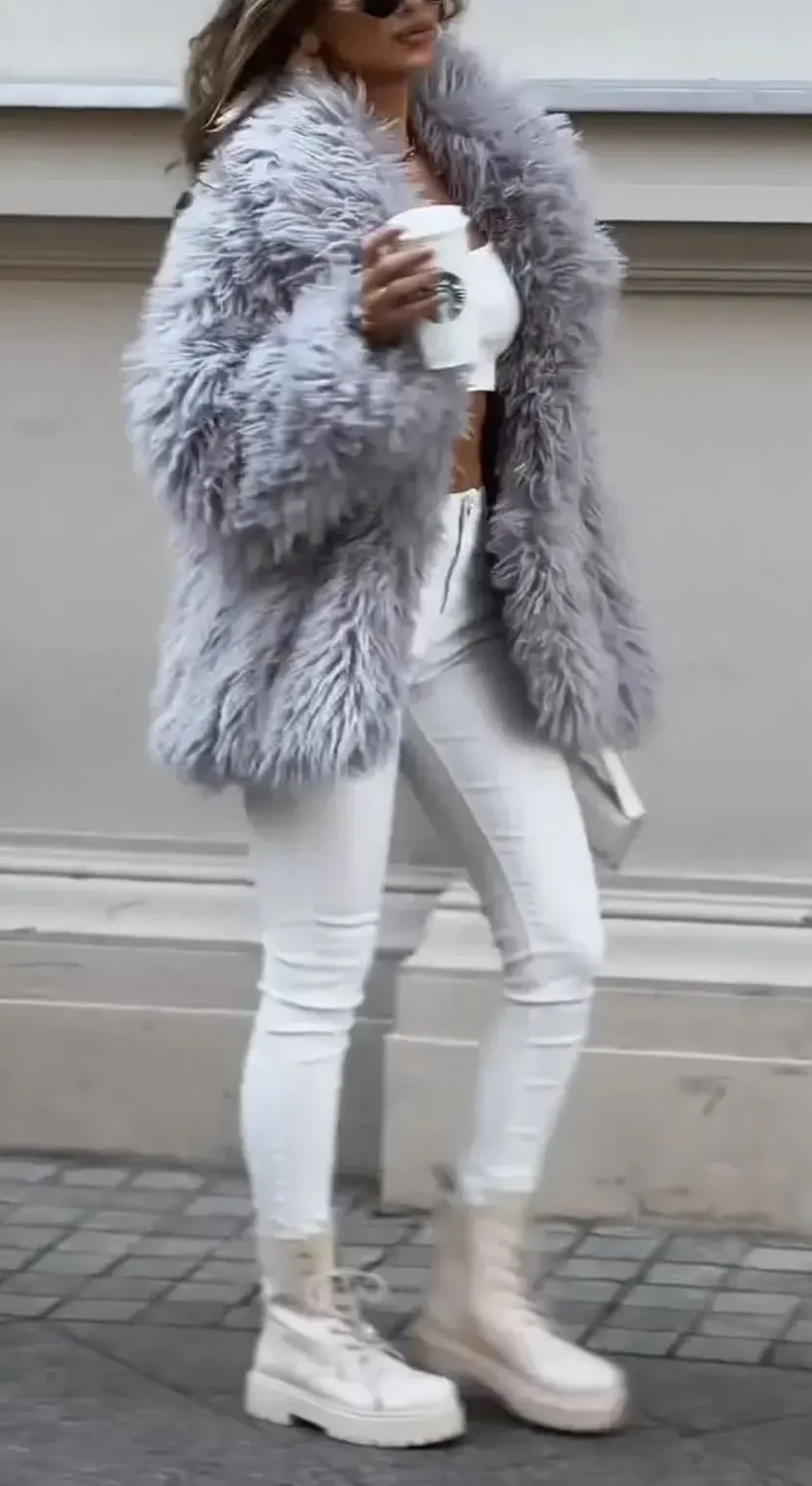 Silver Storm Faux Fur Coat