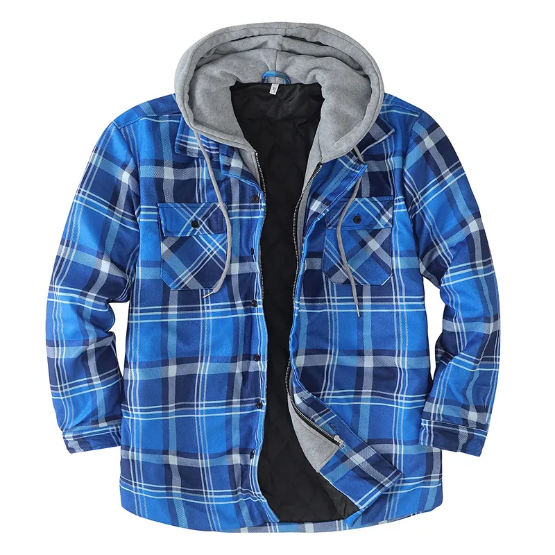 Plaid Casual Hooded Jacket Plaid Top Shirt