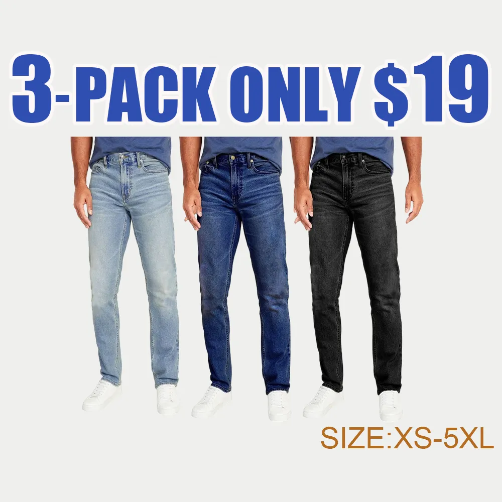 Men's Flex Stretch Slim Straight Jeans Classic Denim Menswear