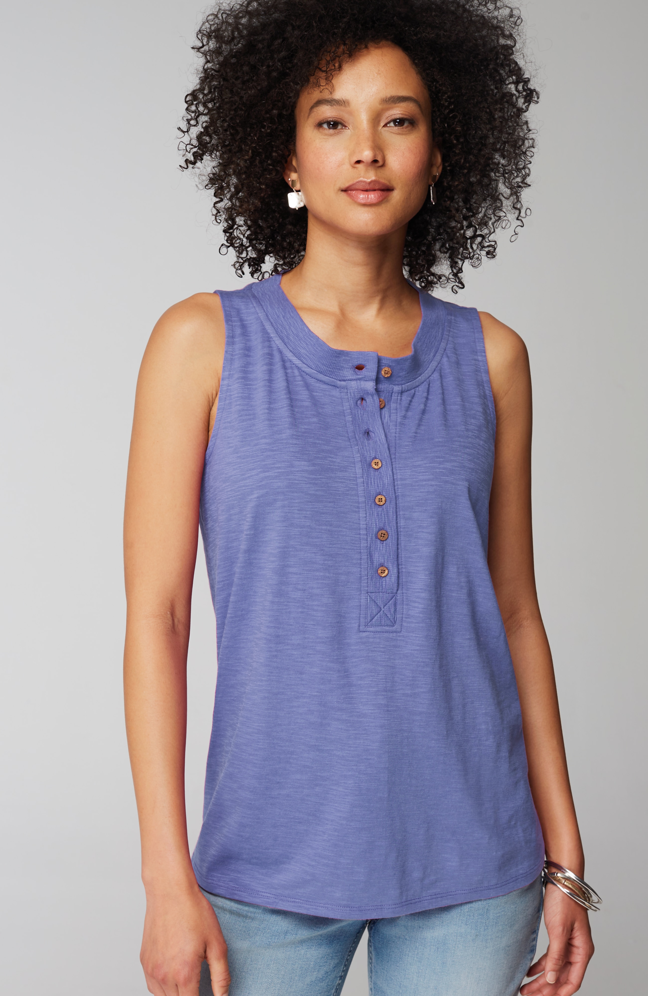 Rib-Trim Henley Tank
